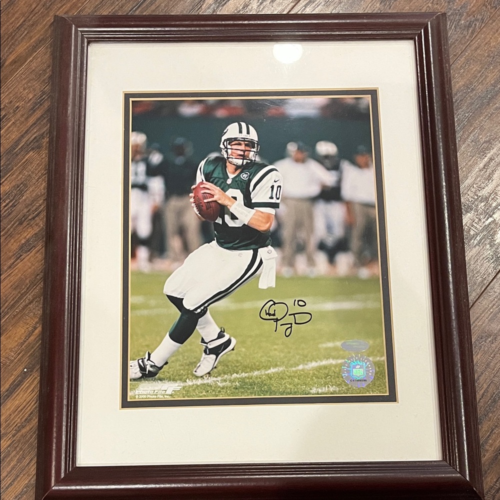 Framed Football Player Photo with Dark Brown Frame